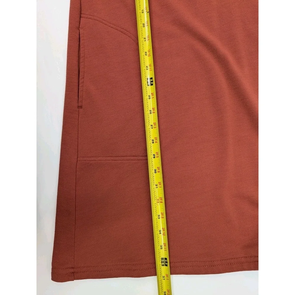 Wool& Sierra Tank Swing Shift Dress Size XL Rust Merino Wool Stretch Luxury - Picture 5 of 6